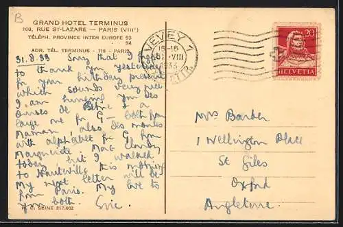AK Paris, Paris, Grand Hotel Terminus, 108. Rue St-Lazare