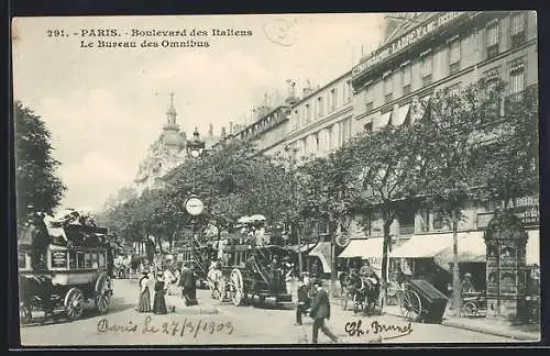 AK Paris, Boulevard des Italiens, Le Bureau des Omnibus