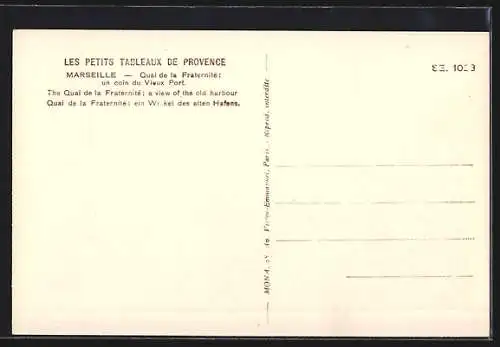 AK Marseille, Quai de la Fraternité, Un coin du Vieux Port