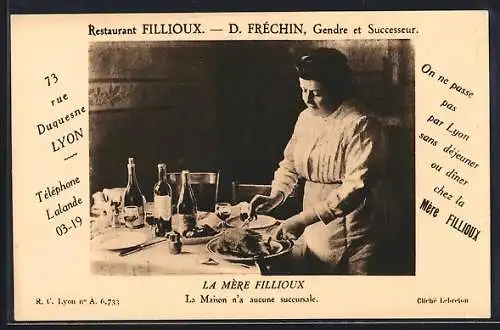 AK Lyon, Restaurant Fillioux, 73, Rue Duquesne, La Mère Fillioux