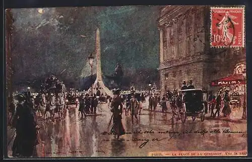 Künstler-AK Georges Stein: Paris, La Place de la Concorde, Partie bei Nacht