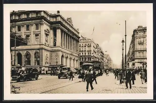 AK Marseille, La Cannebière et la Bourse, Strassenbahn