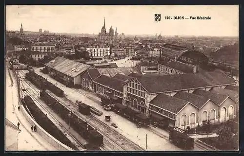 AK Dijon, Vue Générale mit Bahnhof und Güterwaggons