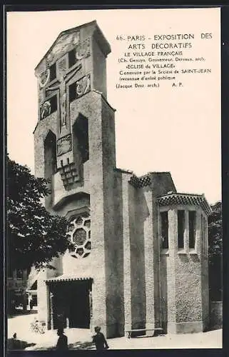 AK Paris, Exposition International des Arts Decoratifs 1925, La Village Francais, L`Eglise