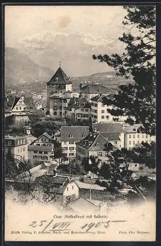 AK Chur, Gasthaus Hofkellerei mit Falknis