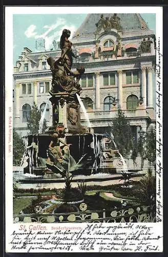 AK St. Gallen, Blick auf den Broderbrunnen