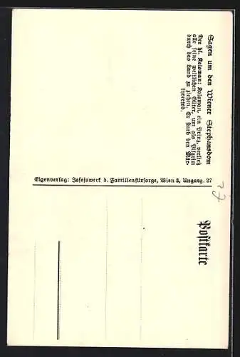 Künstler-AK Wien, Der Heilige Koloman, Sagen um den Wiener Stephansdom