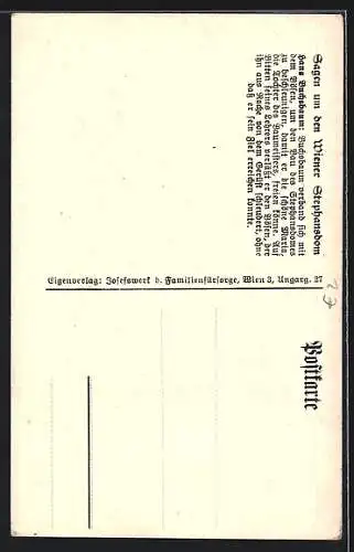 Künstler-AK Gerda Matejka: Schutzpatron, Hans Buchsbaum, Sagen um den Wiener Stephansdom