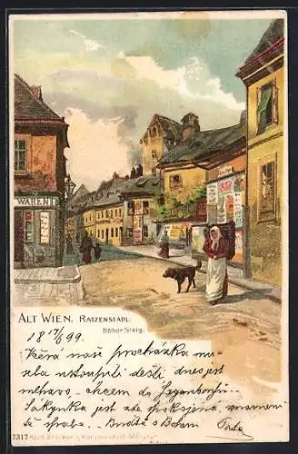 Lithographie Wien, Ratzenstadl, Hoher Steig