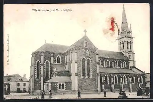 AK Guignen, L`Église avec sa haute flèche majestueuse