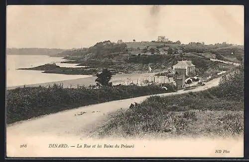 AK Dinard, La Rue et les Bains du Prieuré