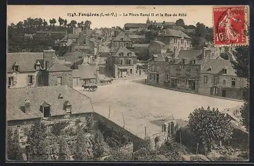 AK Fougères, La Place Raoul II et la Rue de Rillé