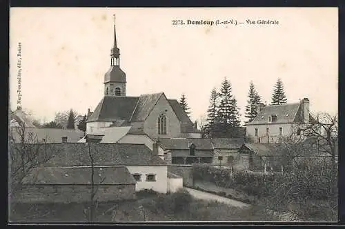 AK Domloup, Vue générale du village et de l`église