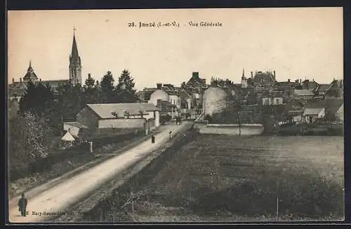 AK Janzé, Vue générale du village avec église en arrière-plan