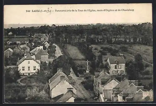 AK Laillé, Panorama pris de la Tour de l`Église, route d`Orgères et de Chanteloup