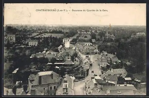 AK Châteaubourg, Panorama du Quartier de la Gare