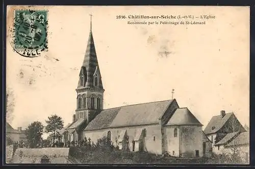 AK Châtillon-sur-Seiche, L`Église renommée par le Pèlerinage de St-Léonard