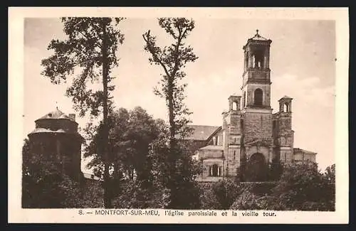 AK Montfort-sur-Meu, l`église paroissiale et la vieille tour