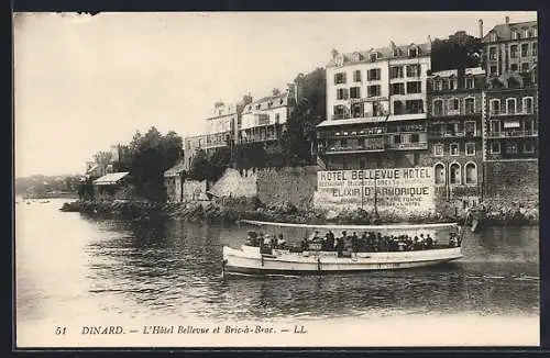 AK Dinard, L`Hôtel Bellevue et Bateau sur la Rive