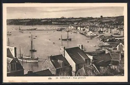 AK Cancale, Vue générale du port et des voiliers