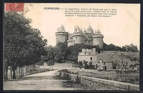 AK Combourg, Le magnifique château et son reflet dans l`étang, séjour de Chateaubriand