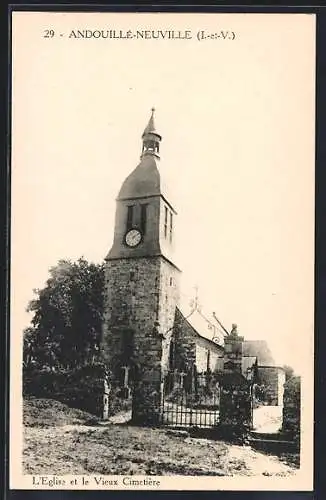 AK Andouillé-Neuville, L`Eglise et le Vieux Cimetiere