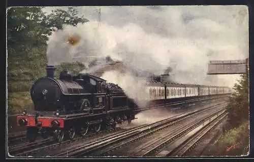 Künstler-AK L & NW Rly., Express passing over Water Troughs at Bushey