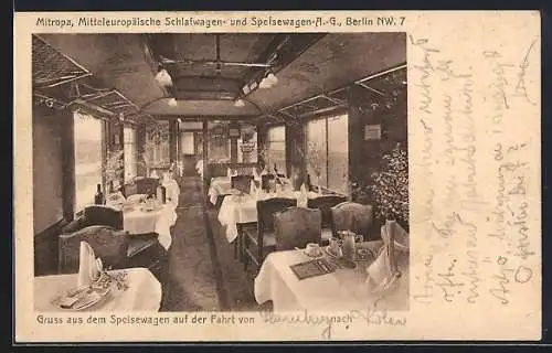 AK Eisenbahn, Mitropa Speisewagen