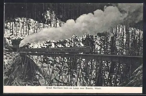 AK Scenic, WA, Great Northern train on Loop