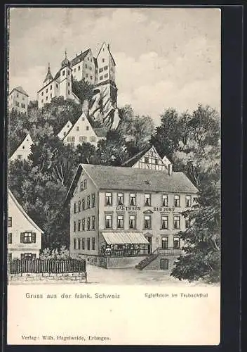 AK Egloffstein im Trubachtal, Strassenpartie mit Gasthaus zur Post