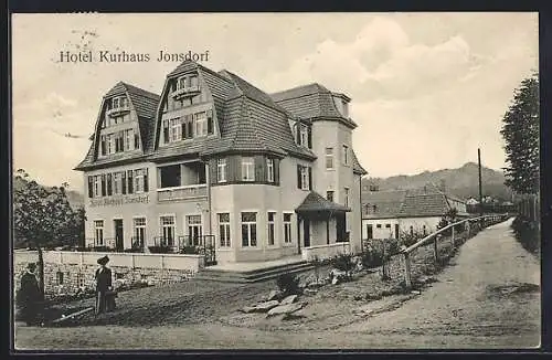 AK Jonsdorf, Hotel Kurhaus Jonsdorf von der Strasse aus