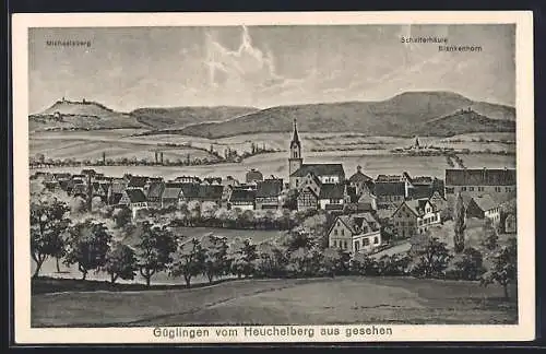 Künstler-AK sign. Hans Pernat: Güglingen, Ortsansicht vom Heuchelberg aus