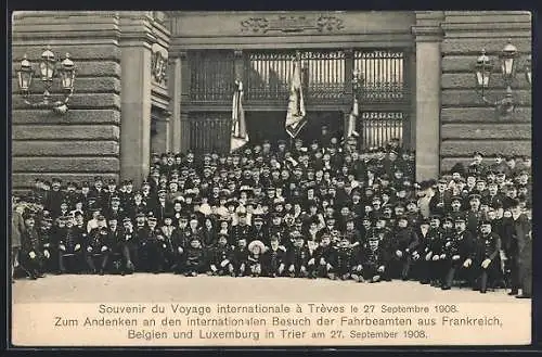 AK Trier, Internationaler Besuch der Fahrbeamten aus Frankreich, Belgien und Luxemburg 1908