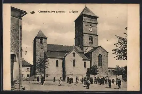 AK Chamboulive, L`église et la place animée