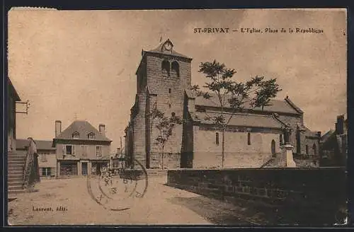 AK Saint-Privat, L`Église, Place de la République