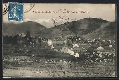 AK Arles-sur-Tech, Vue générale et le Canigou