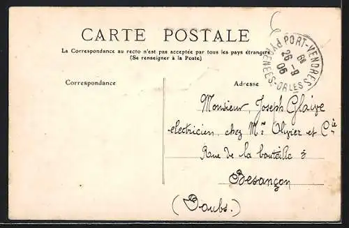 AK Port-Vendres, Vue générale du port avec bateaux et paysage environnant