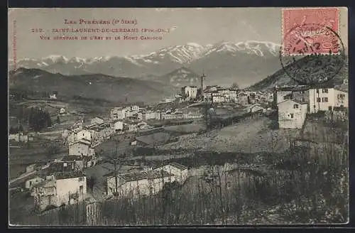 AK Saint-Laurent-de-Cerdans, Vue générale de l`est et le Mont Canigou