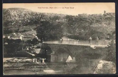 AK Tautavel, Le Pont Neuf et vue sur les collines environnantes