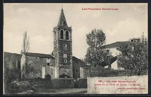 AK Ur, Vue de l`église près Bourg-Madame, Tour de Carol