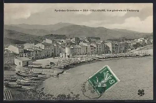 AK Collioure, Vue générale du Faubourg