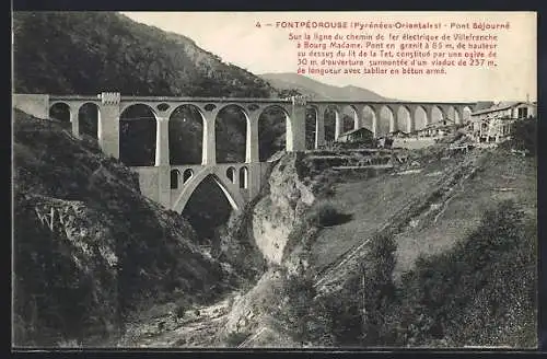 AK Fontpédrouse, Pont Séjourné sur la ligne de chemin de fer électrique de Villefranche à Bourg-Madame