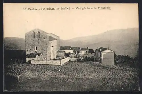 AK Montbolo, Vue générale du village et des collines environnantes