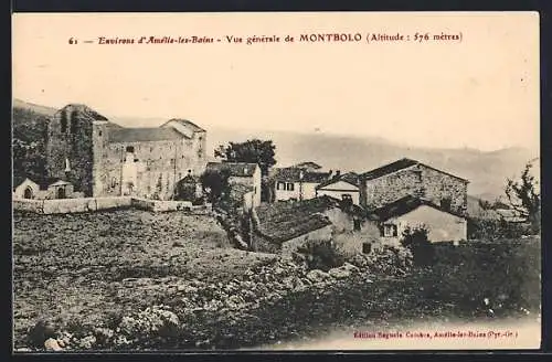 AK Montbolo, Vue générale du village et des bâtiments historiques