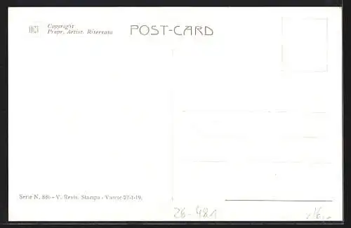 Künstler-AK C. Monestier: Dame entspannt sich auf bunten Kissen