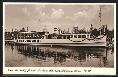 AK Lötzen, Motor-Schnellschiff Ostmarck der Masurischen Dampferkompagnie Lötzen