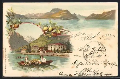 Lithographie Lugano, Hotel Reichmann au Lac