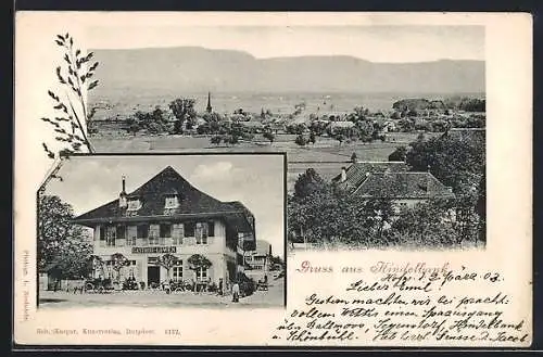 AK Hindelbank, Gasthof Löwen, Ortsansicht mit Blick ins Land