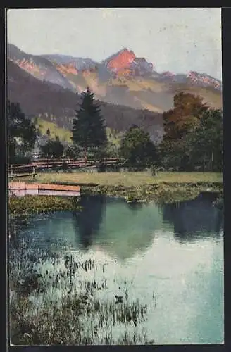 Künstler-AK Photochromie Nr. 4412: See vor Bergpanorama