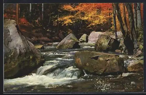 Künstler-AK Photochromie Nr. 4024: Fluss mit Felsen